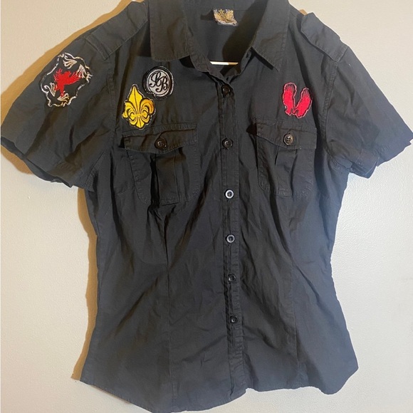 Alternative Motorcycle Patch Work Punk Shirt - Picture 2 of 5